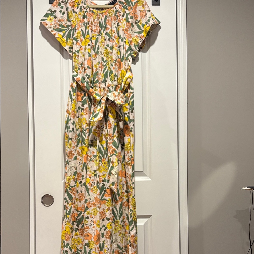 Lane Bryant Floral jumpsuit with Green and Coral Accent